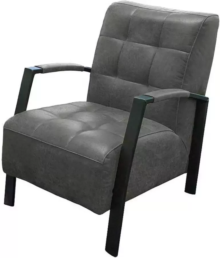 HomingXL Industriële fauteuil Elba lederlook Missouri antraciet 09 61 cm breed