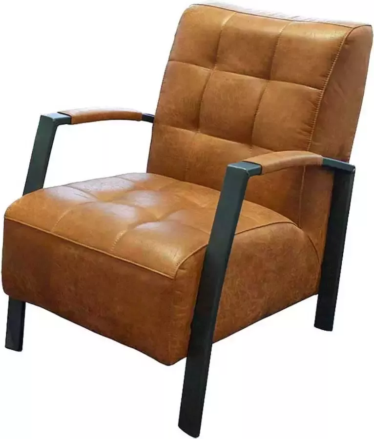 HomingXL Industriële fauteuil Elba lederlook Missouri cognac 03 61 cm breed