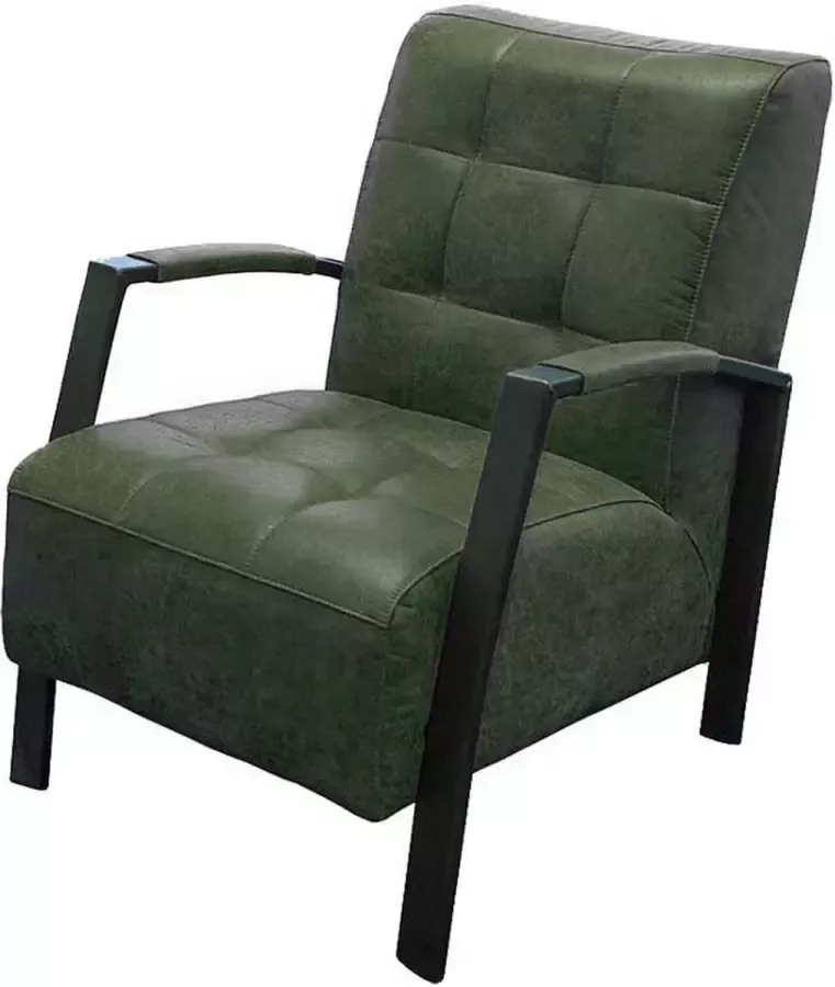 HomingXL Industriële fauteuil Elba Lederlook Missouri groen 10 61 cm breed