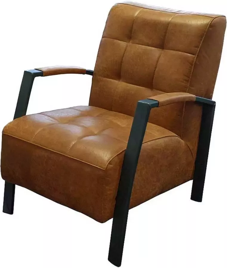 HomingXL Industriële fauteuil Elba leer Colorado cognac 03 61 cm breed