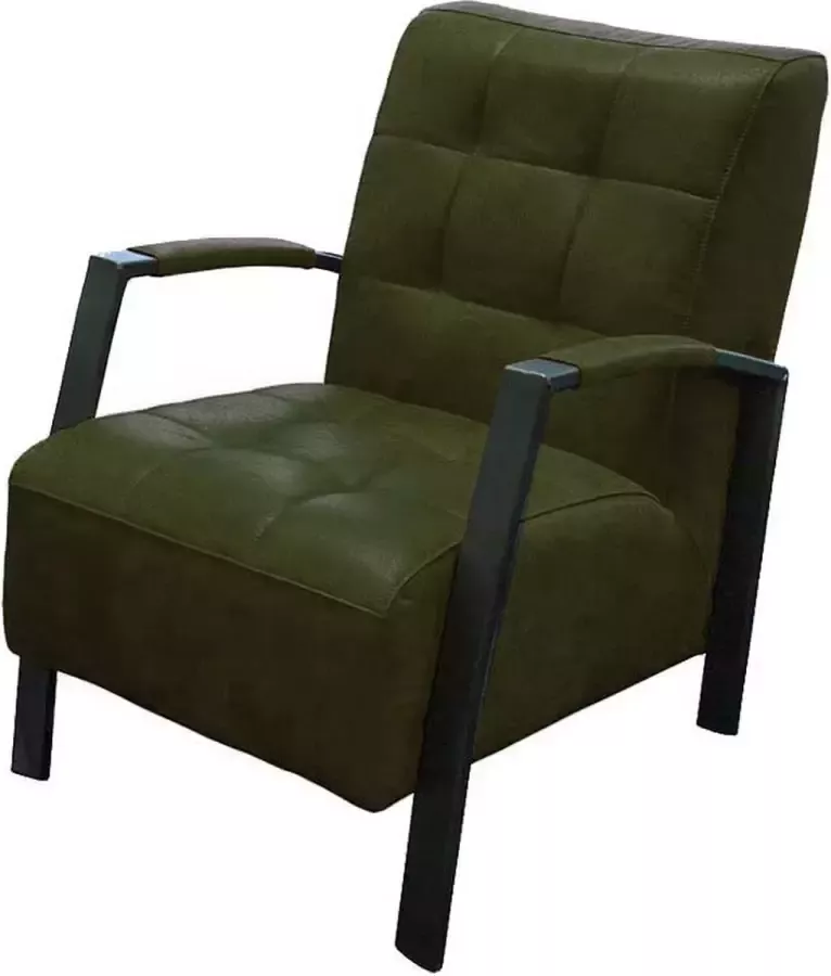 HomingXL Industriële fauteuil Elba leer Colorado groen 08 61 cm breed