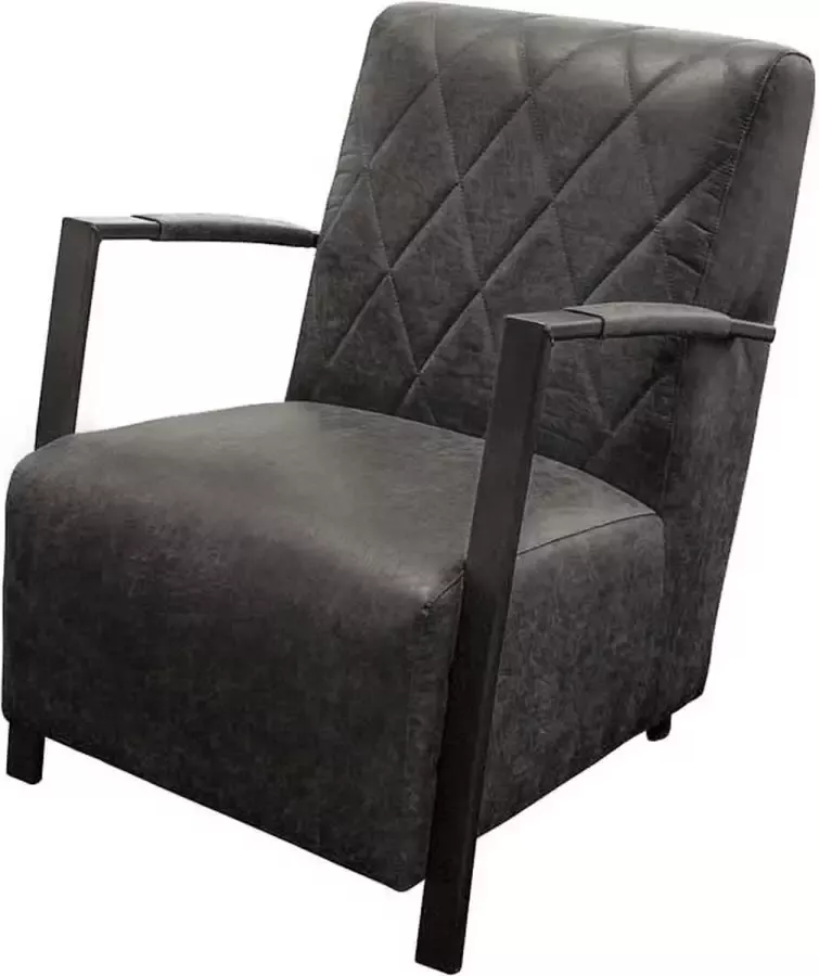 HomingXL Industriële fauteuil Isabella lederlook Missouri antraciet 09 66 cm breed