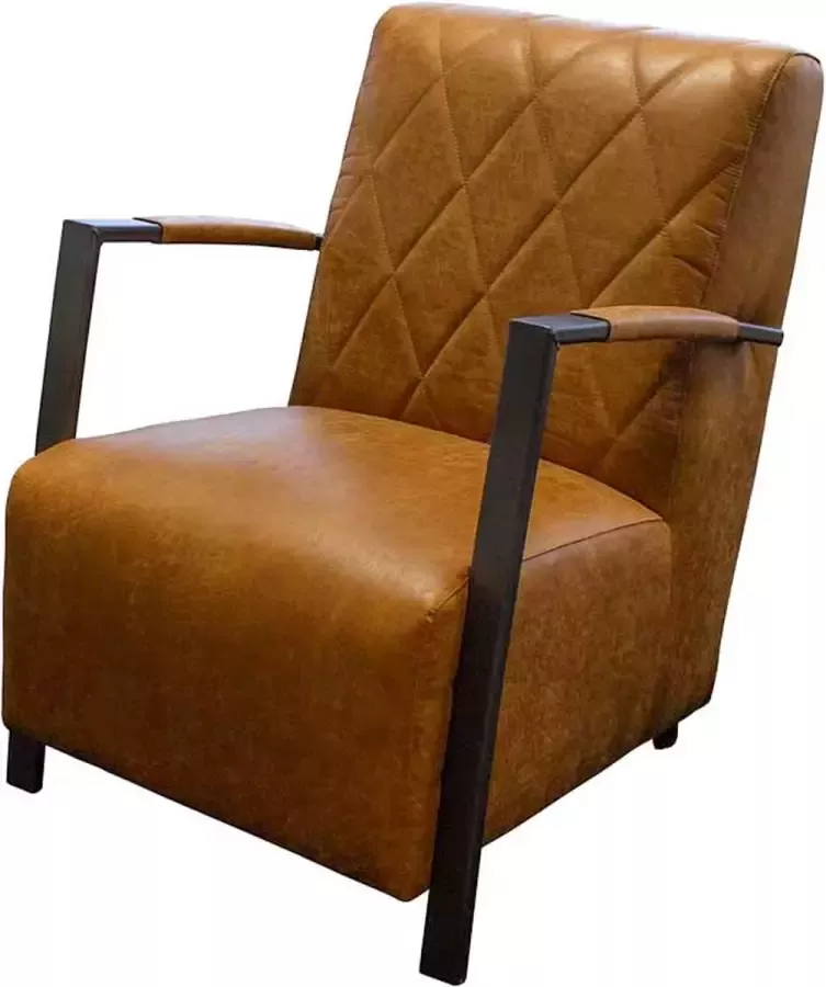 HomingXL Industriële fauteuil Isabella lederlook Missouri cognac 03 65 cm breed