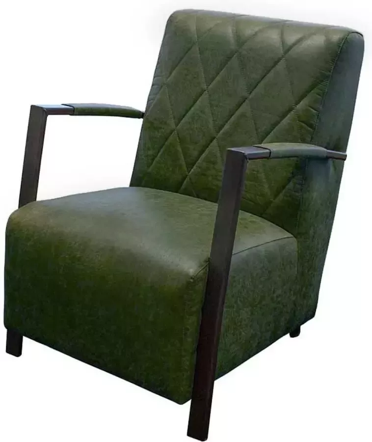 HomingXL Industriële fauteuil Isabella Lederlook Missouri groen 10 65 cm breed