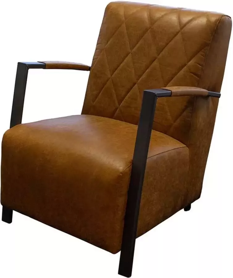 HomingXL Industriële fauteuil Isabella leer Colorado cognac 03 65 cm breed