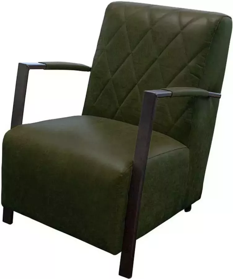 HomingXL Industriële fauteuil Isabella leer Colorado groen 08 65 cm breed