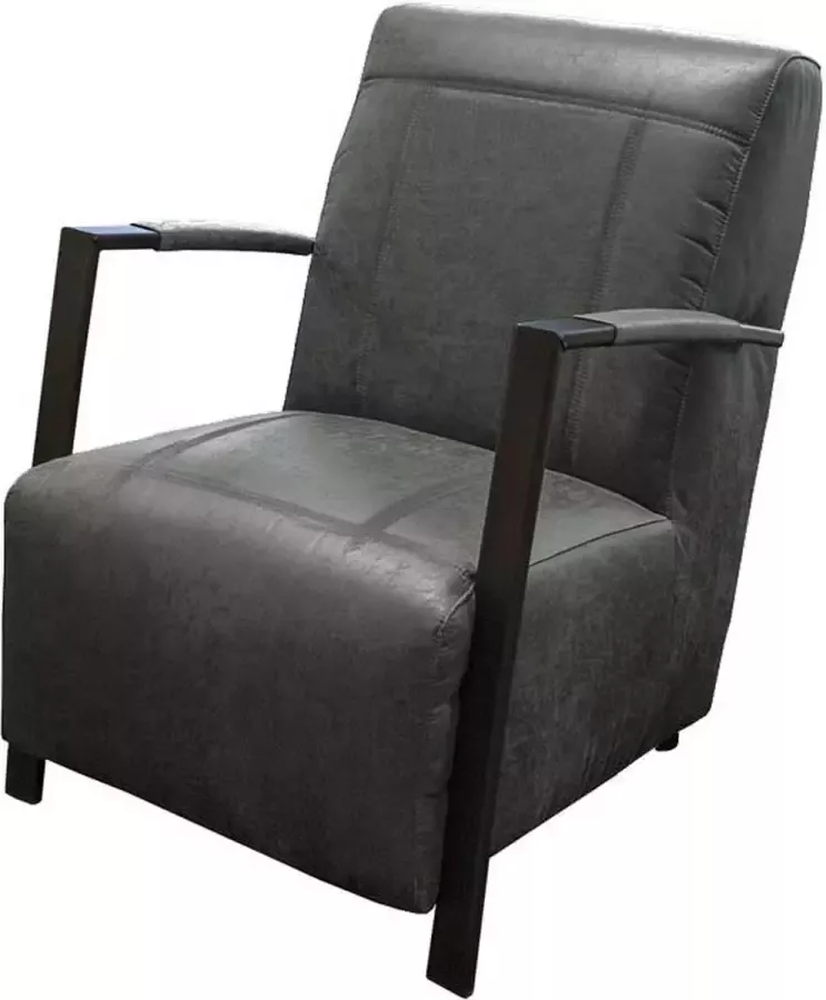 HomingXL Industriële fauteuil Rosetta lederlook Missouri antraciet 09 64 cm breed