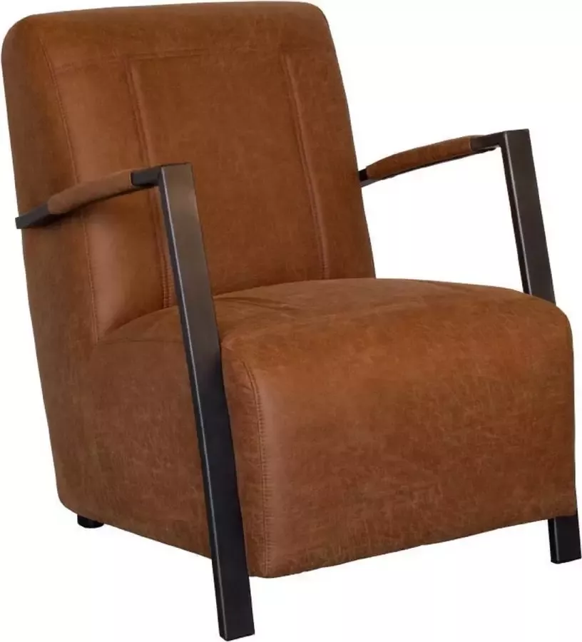 HomingXL Industriële fauteuil Rosetta lederlook Missouri cognac 03 64 cm breed