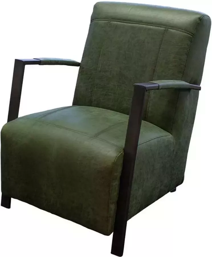 HomingXL Industriële fauteuil Rosetta Lederlook Missouri groen 10 64 cm breed