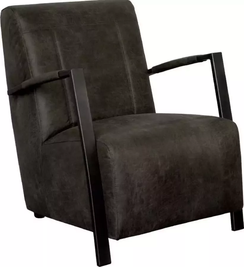 HomingXL Industriële fauteuil Rosetta leer Colorado antraciet 01 64 cm breed