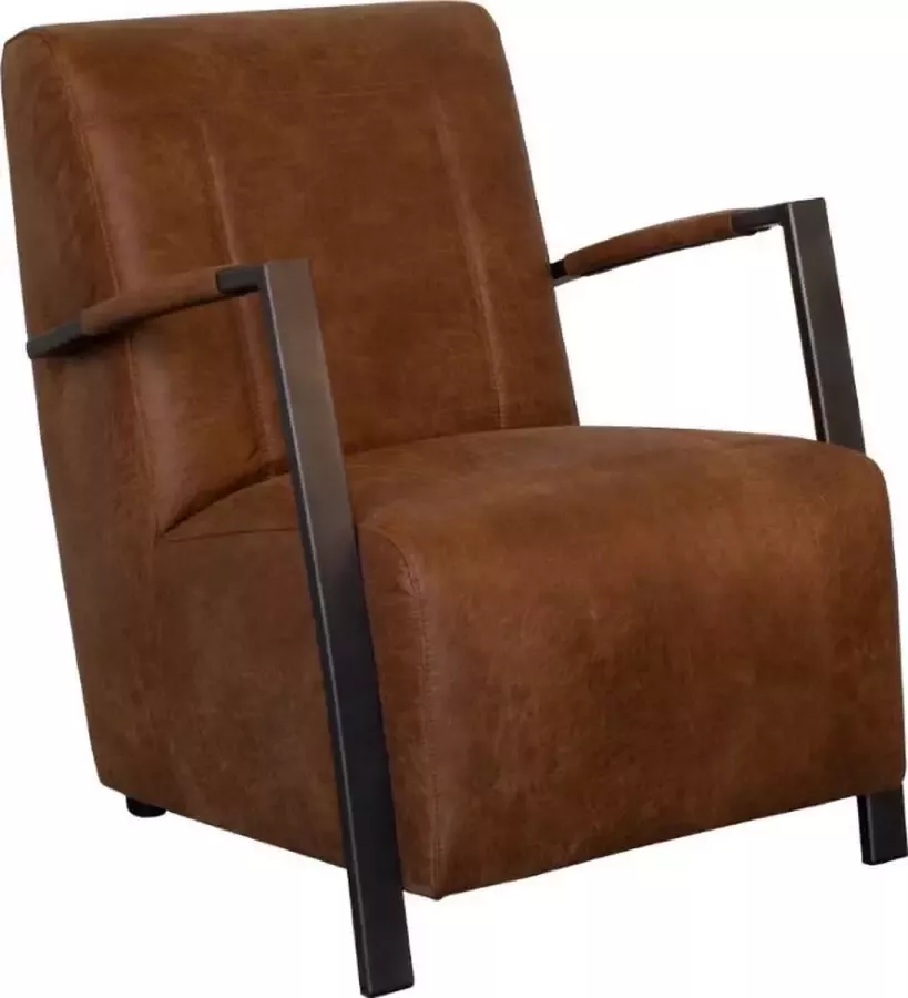 HomingXL Industriële fauteuil Rosetta leer Colorado cognac 03 64 cm breed