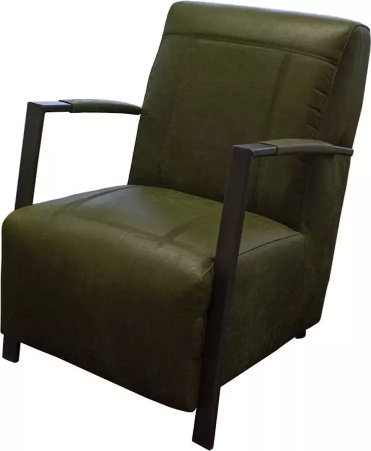 HomingXL Industriële fauteuil Rosetta leer Colorado groen 08 64 cm breed