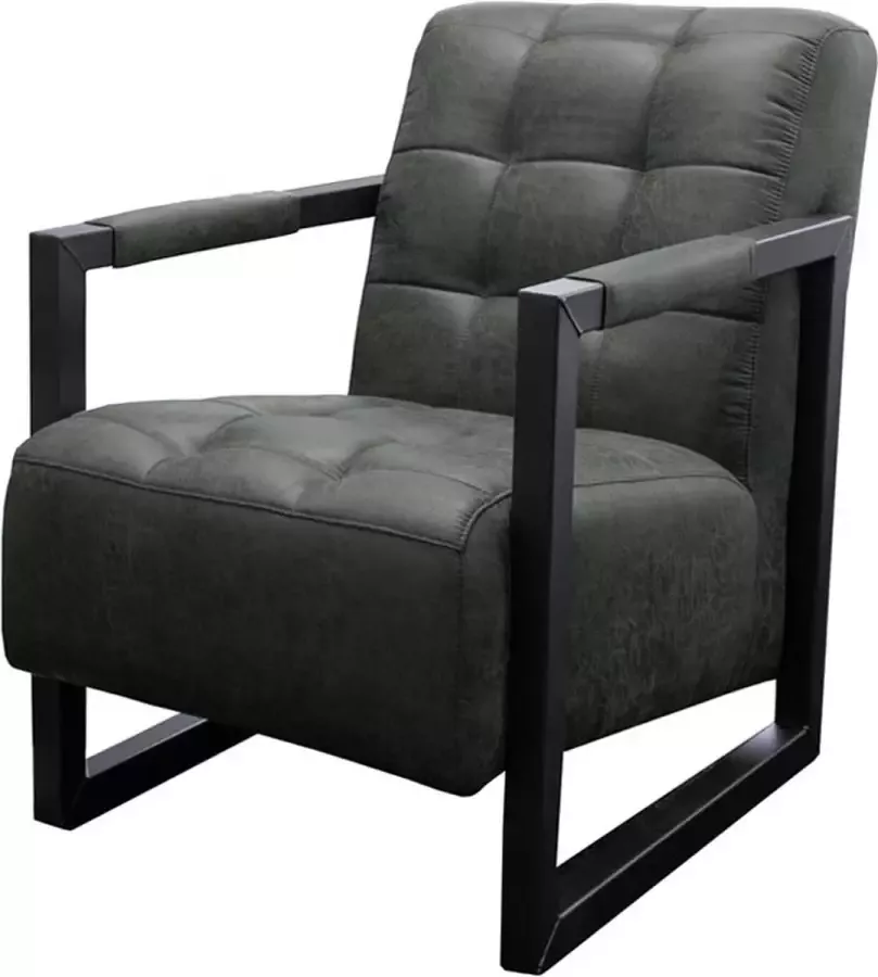 HomingXL Industriële fauteuil Salina lederlook Missouri antraciet 09 60 cm breed