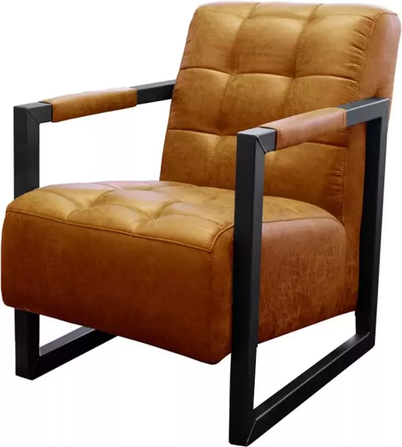 HomingXL Industriële fauteuil Salina lederlook Missouri cognac 03 60 cm breed