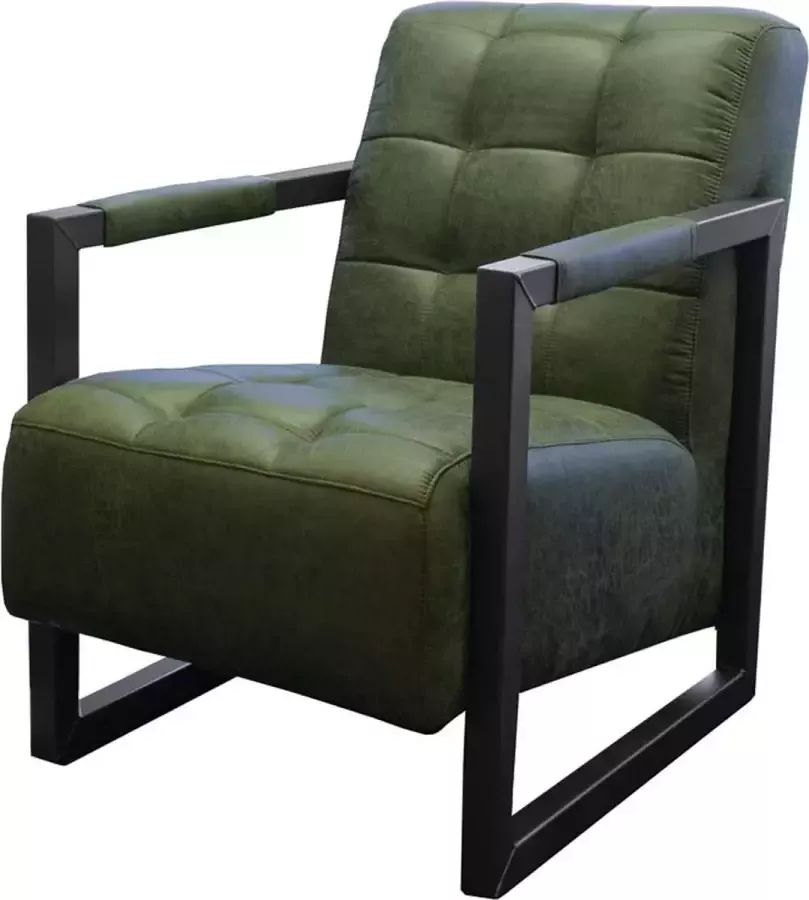 HomingXL Industriële fauteuil Salina Lederlook Missouri groen 10 60 cm breed