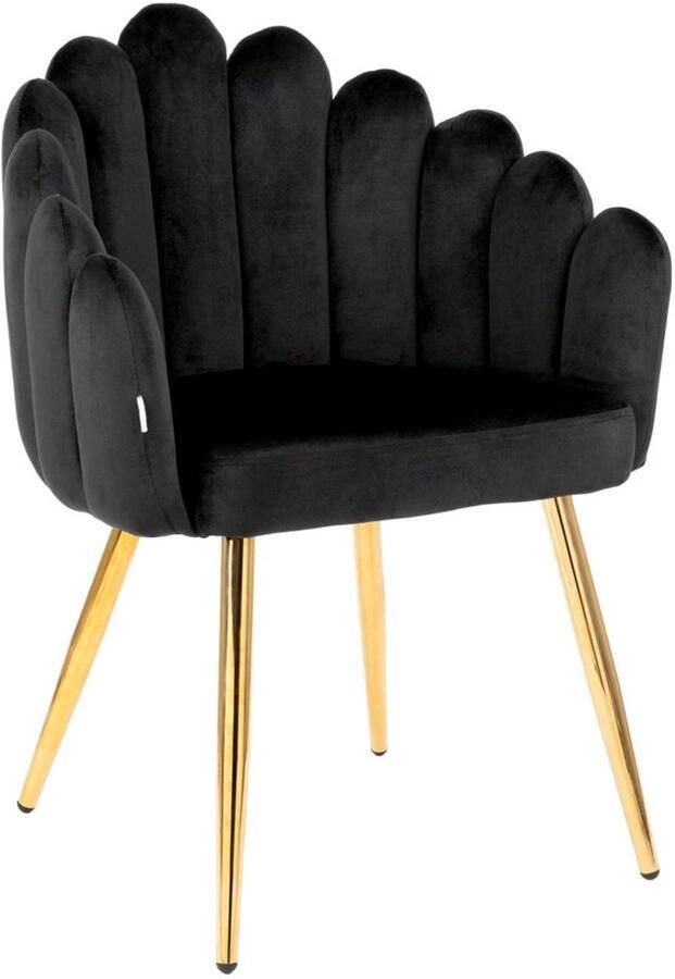Homla Fauteuil LANA Velours Zwart 56x55x83 cm ALL 850047