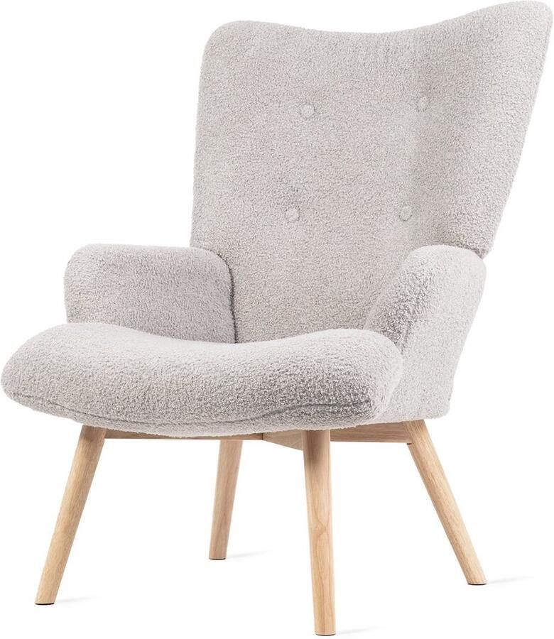 Homla Fauteuil MOSS Stof TEDDY BOUCLÉ Lichtgrijs 70x95 cm ALL 828558