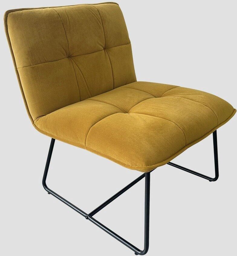 Homla Fauteuil NELOX Mosterdkleurige Velours 63x69x73 cm 746307