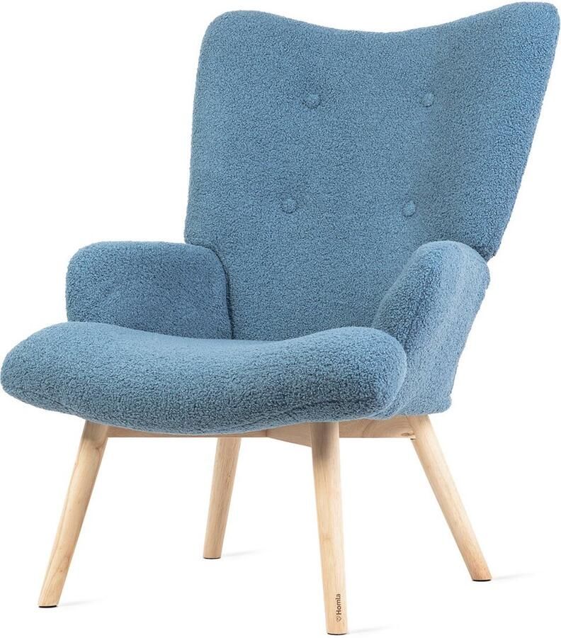 Homla Fauteuil MOSS Stof TEDDY BOUCLÉ Blauw 70x95 cm ALL 828541