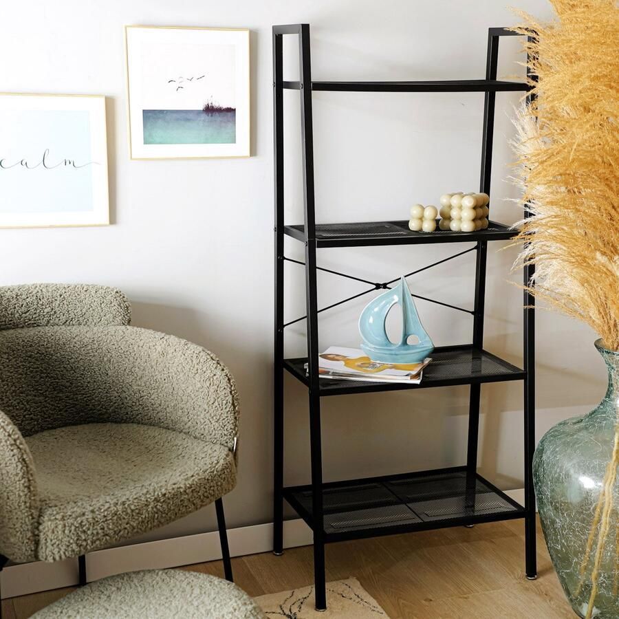 Homla Boekenkast MALMI Zwart metaal 60 x 35 x 135 cm 832241