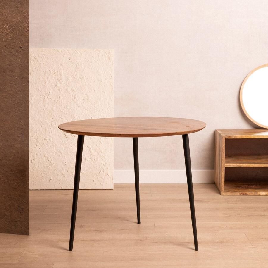 Homla Coffee Table Solid Acacia Wood + Metal 60x60x40 cm