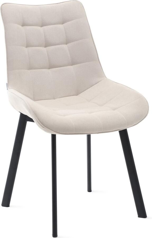 Homla Colin stoel met aantrekkelijke stof en zwarte poten stoel voor eetkamer keuken woonkamer comfortabel en praktisch duurzaam materiaal functioneel designelement beige 53x51x83 cm