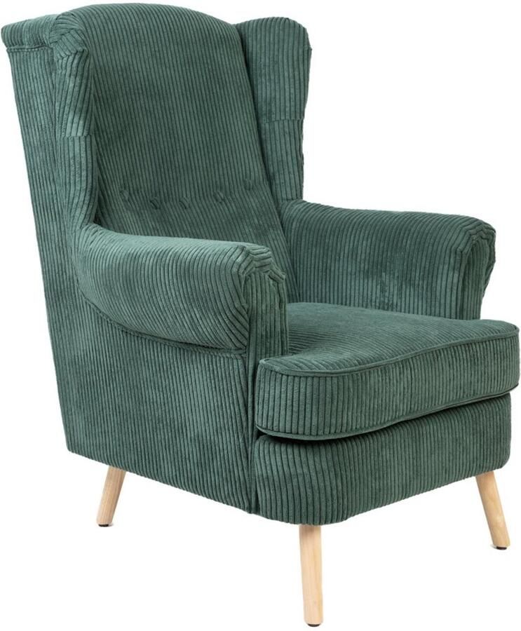 Homla FOSSBY FASO Fauteuil Groene ribfluweel 86×85×108 cm