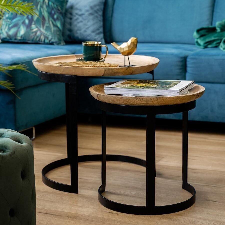 Homla Harvey Coffee Table Set Natuurlijk 53x51 cm & 43x43 cm