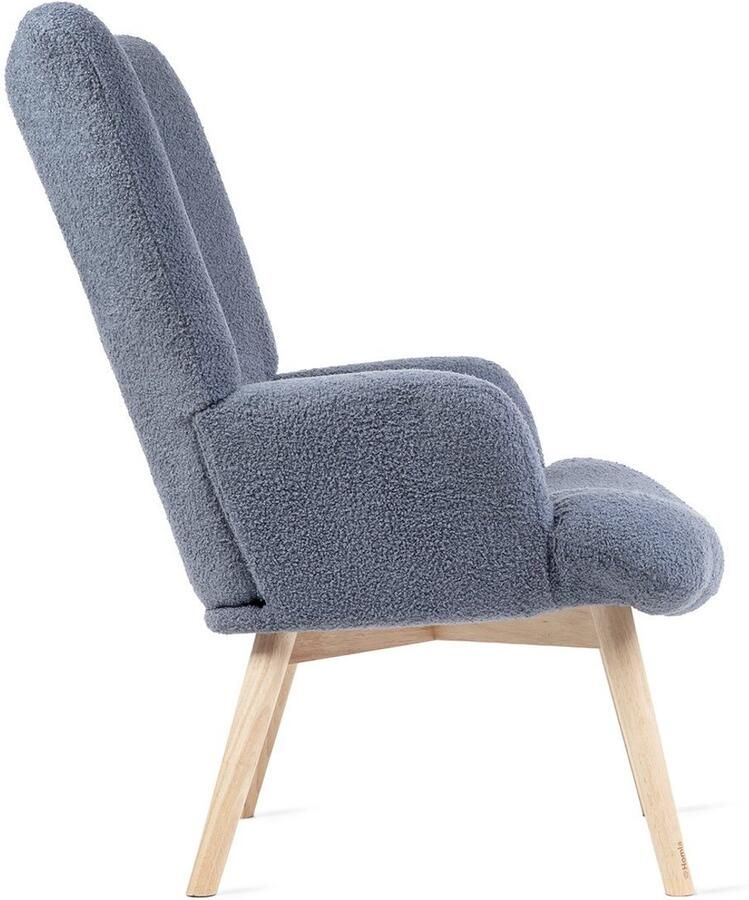 Homla Fauteuil MOSS Stof TEDDY BOUCLÉ Donkerblauw 70x95 cm ALL 828565