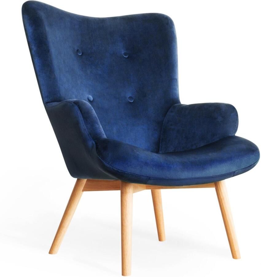 Homla Fauteuil MOSS Donkerblauwe velours 70x95 cm