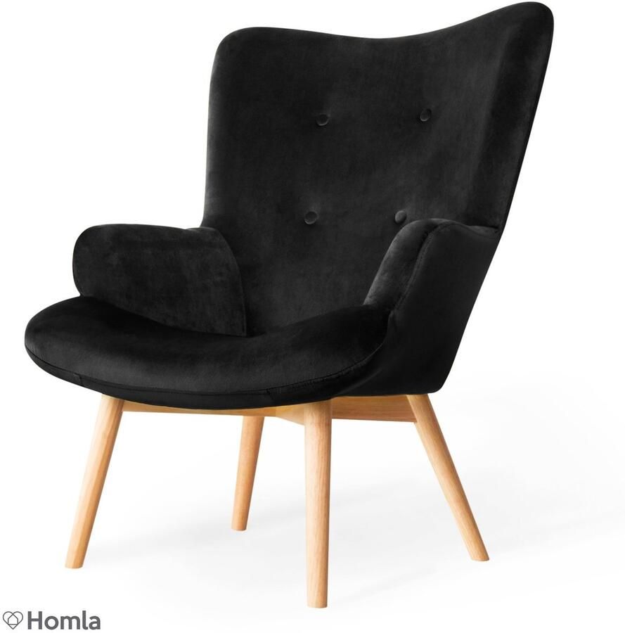 Homla Fauteuil MOSS Zwarte velours 70x95 cm