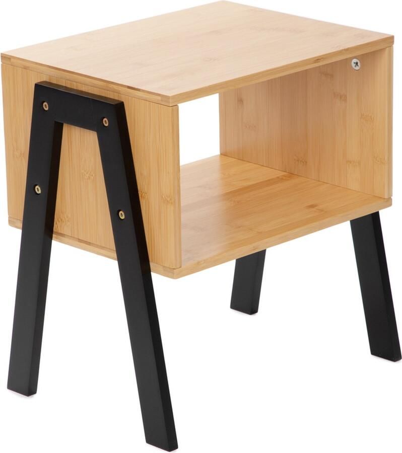 Homla Nachtkastje SLUMBER bamboe met zwarte poten 42x29x42 cm 873633