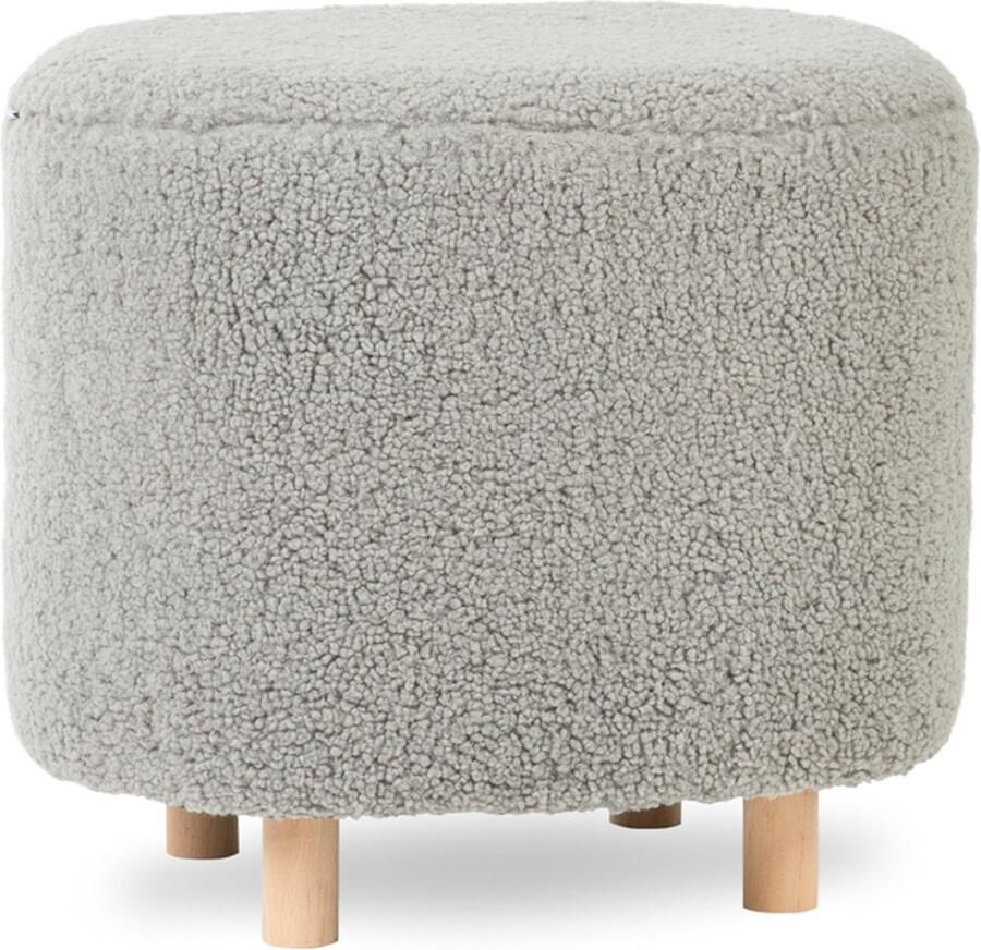 Homla Poef ALDA grijs in TEDDY stof 50x40x44 cm 828800