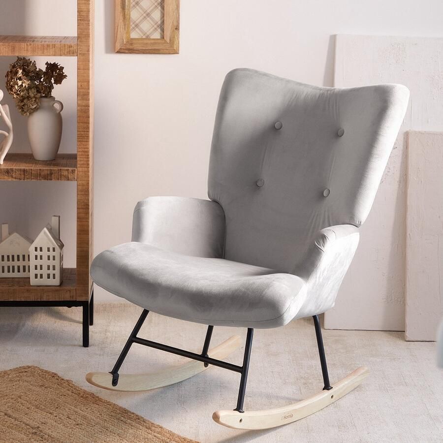 Homla Fauteuil MOSS Schommelstoel Grijs 72x73x92 cm
