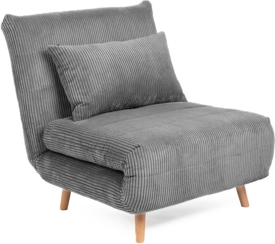 Homla Sofa Solace 1-zits met Slaapfunctie Grijs Corduroy 83x91x84 cm