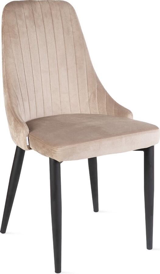 Homla Louis velours stoel woonkamerstoel eetkamerstoel gestoffeerde stoel fauteuil met rugleuning keukenstoel met modieus design zwarte poten beige 45x45x90 cm