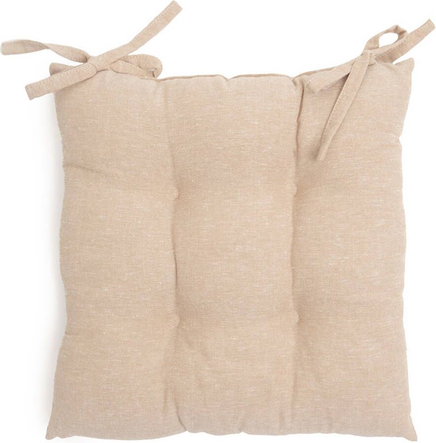 Homla Lilly stoelkussen met binding Functionele stoelaccessoires voor stoelen in huis Balkon en terras Verhoogt het comfort van het meubilair Heeft decoratieve quilting 38 cm x 38 cm Kleur beige