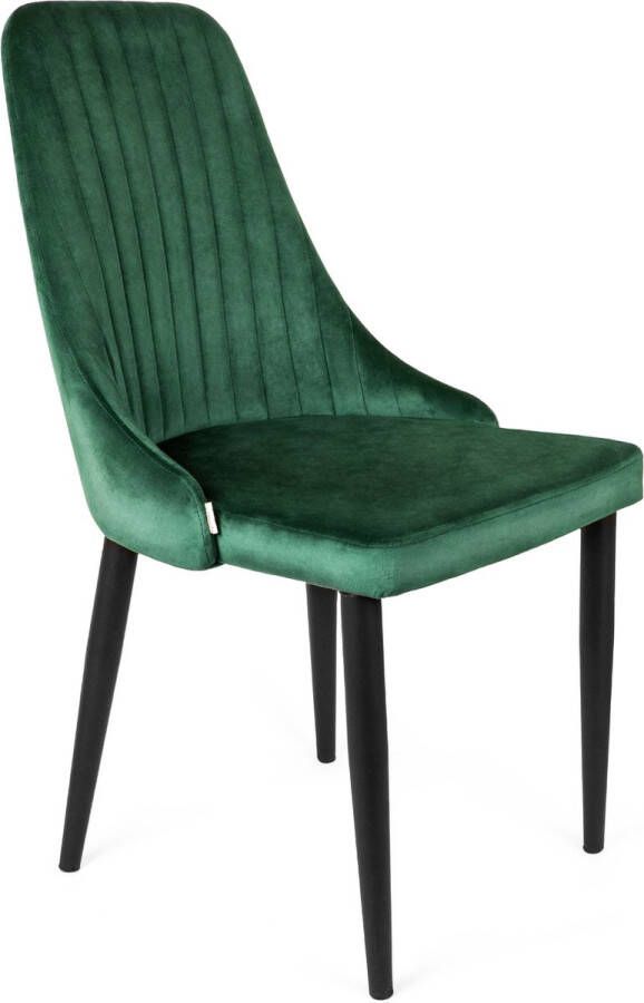 Homla Louis velours stoel woonkamerstoel eetkamerstoel gestoffeerde stoel fauteuil met rugleuning keukenstoel met modieus design zwarte poten groen 45x45x90 cm