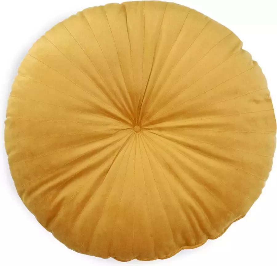 Homla Ollie Decoratief Kussen Rond voor Bank en Bed Decoratief Kussen Decoratief Kussen 40 cm Diameter 100% Polyester Mosterd Geel
