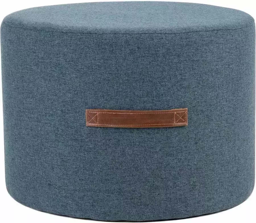 Homla Tacna decoratieve poef met kunstleren handvat comfortabele zitting voetensteun ronde poef afmeting: 50 x 35cm 50% hout 50% stof grijs