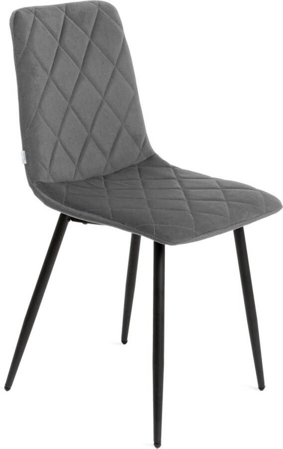 Homla Witus stoel gewatteerd met zwarte poten stoel voor eetkamer keuken woonkamer comfortabel en praktisch duurzaam gewatteerd materiaal functioneel designelement grijs 44x57x88 cm