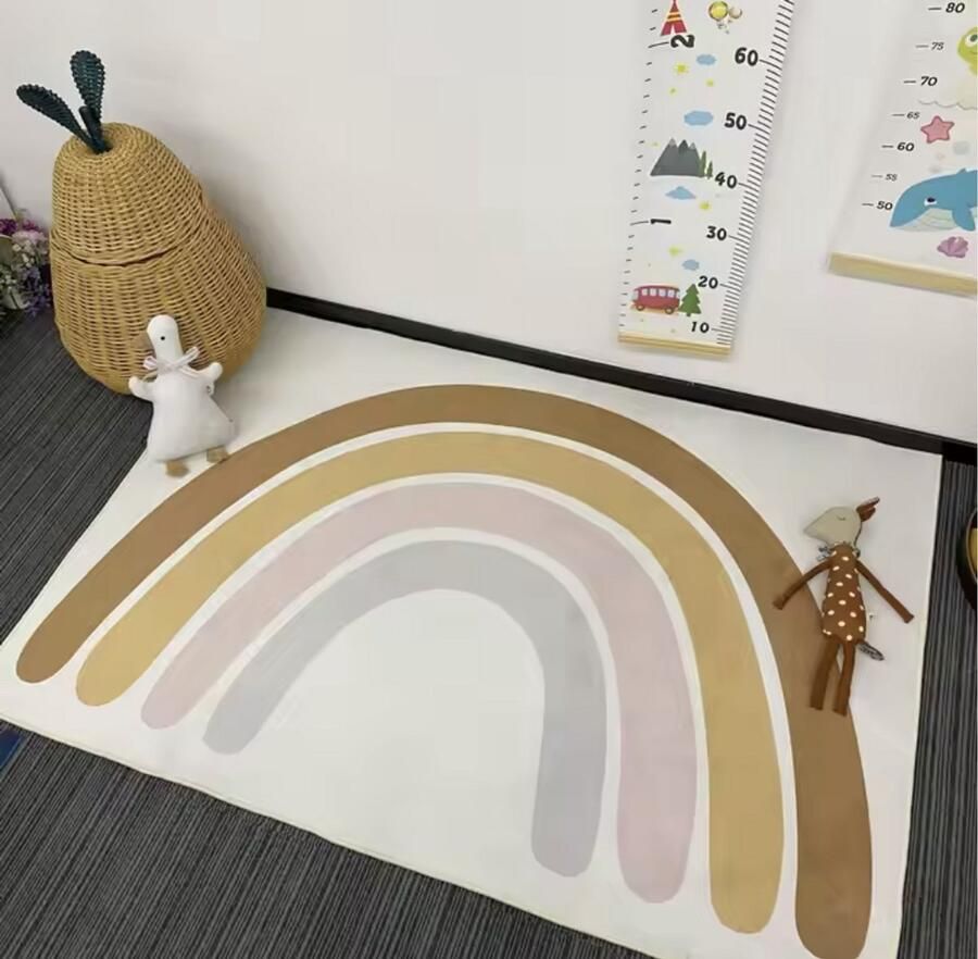 Honeybears regenboog vloerkleed kinderen – Rechthoekig vloerkleed regenboog – Kinderkamer vloer kleed – Babykamer 140x100cm