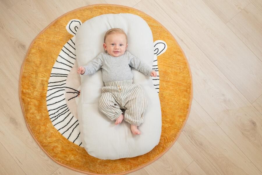 Honeybears vloerkleed rond kinderen – Rond vloerkleed leeuw – Vloerkleed kinderkamer – Vloerkleed dieren Babykamer – 100x100cm