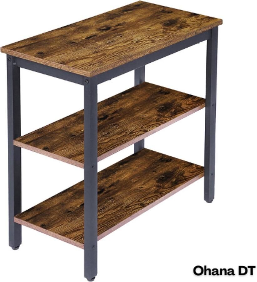 HOOBRO Ohana DT Nachtkasje Bijzettafel 3 Planken Industriele Stijl 60x30x61 CM Eenvoudige Montage Multifunctioneel