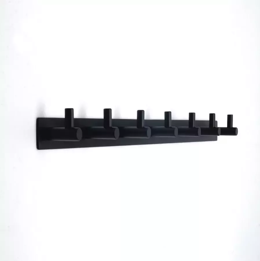RVS Kapstok Wandkapstok Hangende Design Muurkapstok Handdoekrek Mat Zwart 6 haken 39 cm