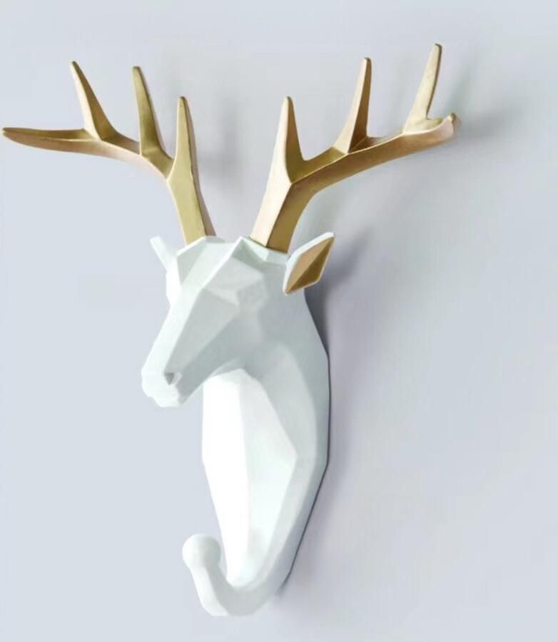 Hookz Kapstokhaak Hert Wit Goud Jashaak Wandhaak kapstok haken Kapstokhaak