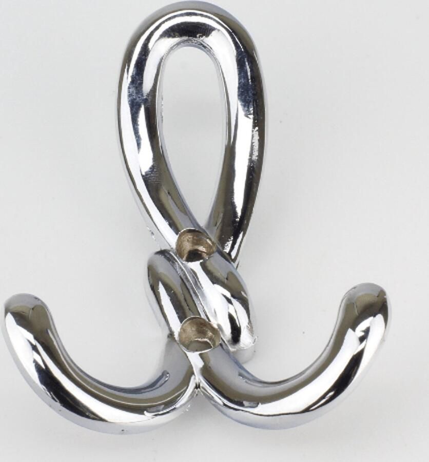 Hookz Kapstokhaak Chroom- 2-haaks wandhaak jashaak kapstok haken ophanghaken