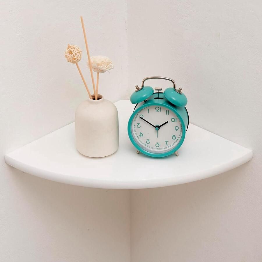 Witte Hoekplank Houten Wandplank Ideaal voor Planten en Decoratie 1 stuk Wit Natuurlijk Eikenhout 9 inch