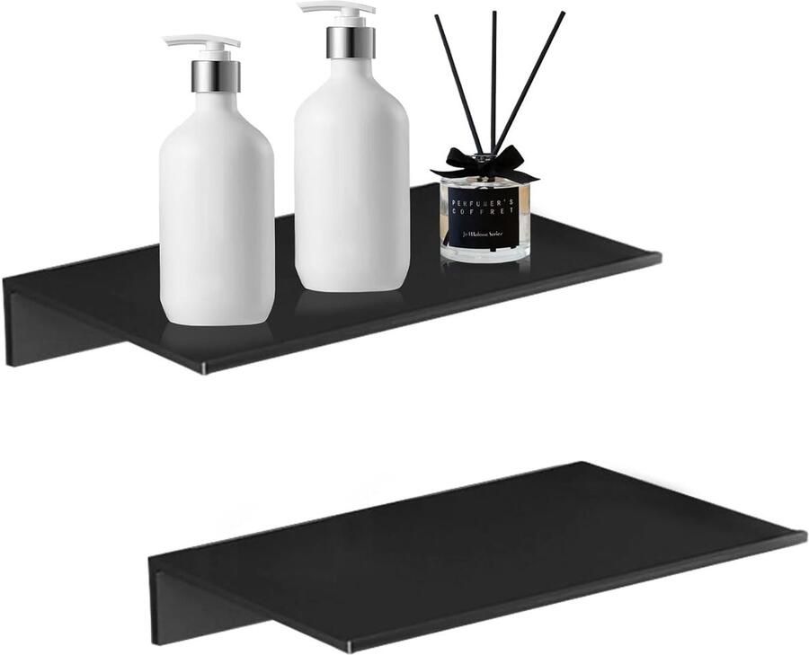 HOOMstyle Zwevende wandplanken Modern design 2 stuks Zwart Metaal