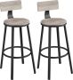 Hoppa! barkruk set van 2 barstoelen keukenstoelen met stevig metalen frame zithoogte 73 cm eenvoudige montage industrieel design grijs-zwart - Thumbnail 2